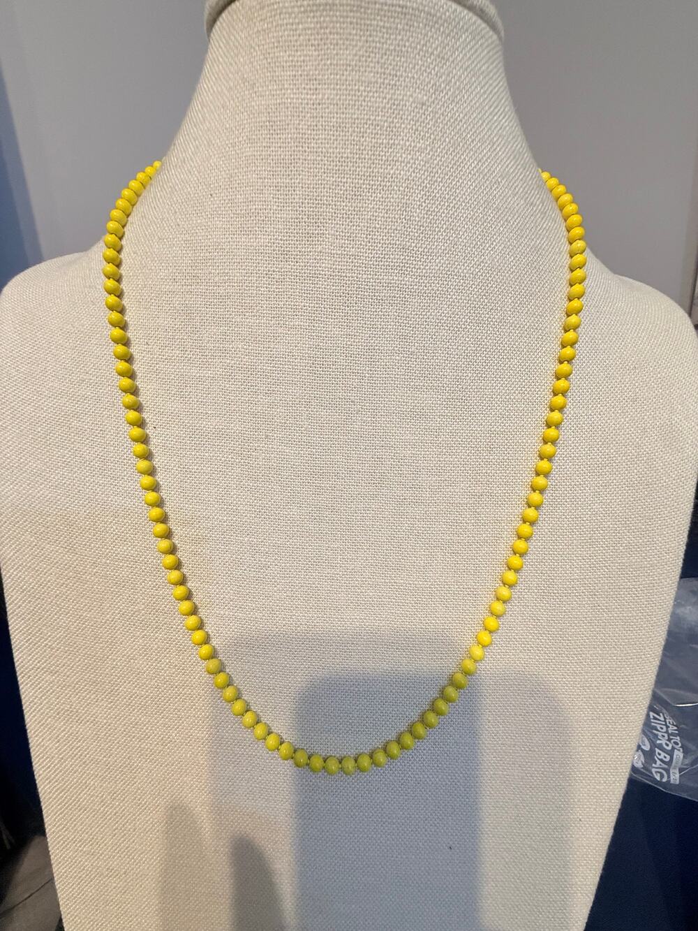 Vintage Yellow Beaded Necklace 24”